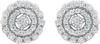House of Brilliance 10KT White Gold 1/2 Ct Double Halo Diamond Stud Earrings at Nordstrom