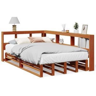 Berkfield Home Bookcase Bed without Mattress Wax Brown 120x190cm Solid Wood Pine | Size: 120x190 cm