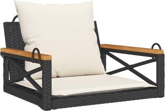 vidaXL Vidaxl - Banco Columpio Con Cojines Rat&aacute;n Sint&eacute;tico Negro 63x62x40 Cm