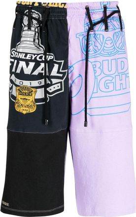 Marine Serre Regenerated patchwork cotton shorts - men - Cotton - M - Black