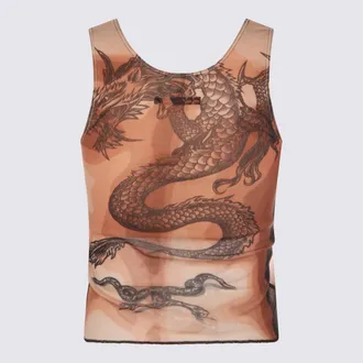 Jean Paul Gaultier Womens Top Nude-Brown-Black Nude/brown/black
