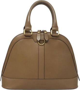 Burberry Vintage Check Brown Leather Handbag (Pre-Owned)