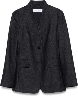 Max Mara Blauwe Jas met Voorknoopsluiting - Dames - Blazers - Blauw - M - Jassen