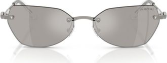 Swarovski 58mm Irregular Sunglasses in Gunmetal /Grey Mirror Silver at Nordstrom