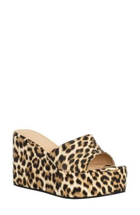 Shushop Luna Platform Wedge Sandal in Leopard Print at Nordstrom, Size 8.5