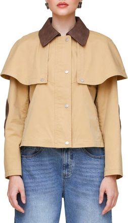 Avec Les Filles Crop Cape Trench Jacket in Khaki at Nordstrom Rack, Size X-Large