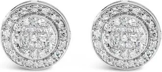 House of Brilliance 925 Sterling Silver 3/4 Cttw Diamond Composite and Halo Stud Earrings at Nordstrom