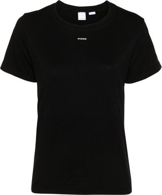 Pinko mini-logo T-shirt - women - Cotton - L - Black