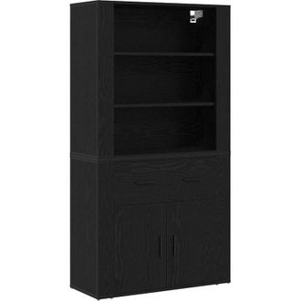 vidaXL Aparador Roble Negro 80 X 33 X 150 Cm Madera Contrachapada Vidaxl