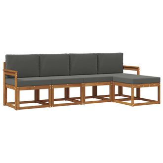 vidaXL Conjunto De Sof&aacute;s De Exterior 5 Pcs Natural Y Antracita Vidaxl