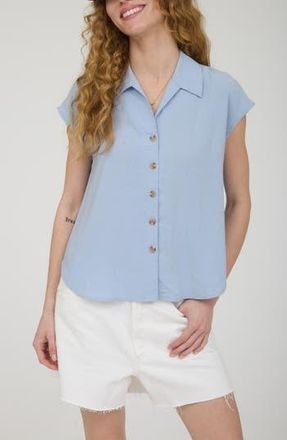 Blu Pepper Short Sleeve Button Front Shirt in Dusty Blue at Nordstrom Rack, Size Medium