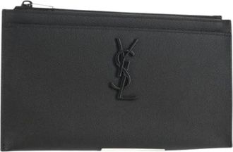 Saint Laurent Pre-owned Clutches, female, Black, Size: ONE SIZE Pre-owned Leather Pouch