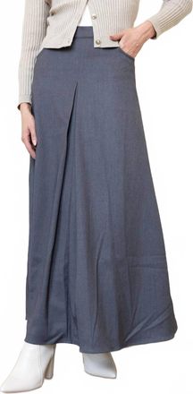 Byrd Tia Elegant Flare Side Zipper Maxi Skirt In Grey