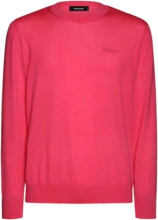 Dsquared2 Rondgebreide trui met ronde hals - Heren - Ronde hals truien - Roze - M - Truien & Vesten