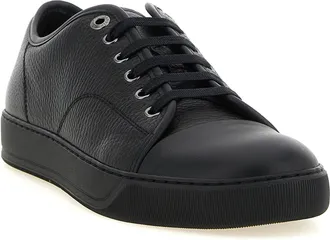 Lanvin Hammered Leather Low-Top Sneaker - Black