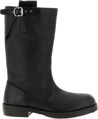 Dries Van Noten Leren biker boots - Heren - Enkellaarsjes - Zwart - 45 EU - Leer - Schoenen