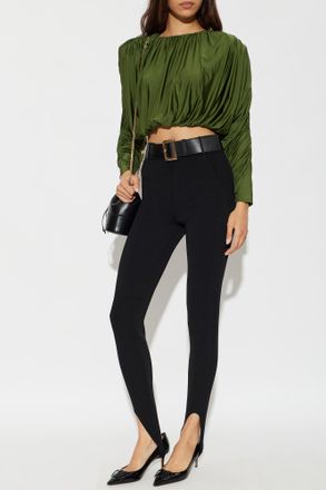 Self Portrait Leggings With A Belt, Womens, Black