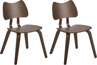 Beliani Conjunto De 2 Sillas De Comedor Retro Estructura De Madera De Caucho Muebles De Comedor Cocina Marr&oacute;n Oscuro Diana