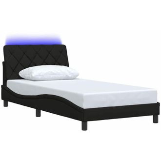 vidaXL Vidaxl - Estructura Cama Con Led Sin Colch&oacute;n Tela Negro 100x200 Cm