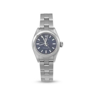 Rolex Pre-owned Rolex Oyster Perpetual Automatic Chronometer Blue Dial Ladies Watch 276200 BLSO