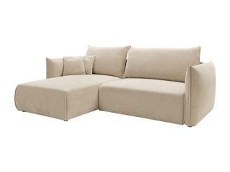 Vente-Unique Sof&aacute; cama rinconera izquierda en tela texturizada beige CARISU