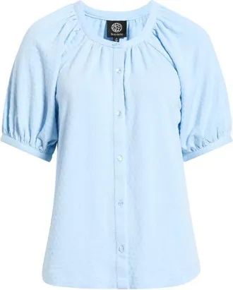 Bobeau Puff Sleeve Top in Light Blue at Nordstrom, Size X-Large