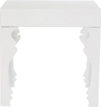 Premier Housewares Interiors by Premier High Gloss White Sie Table, White Wood Side Table, Wooden Bedside Table, Contemporary Natural Wood Side