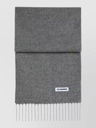 Jil Sander long rectangular scarf fringe detail edges