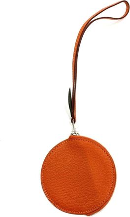 Herm&egrave;s Feu Orange Chevre Leather Coin Purse/Coin Case (Pre-Owned)