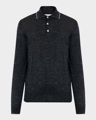 Brunello Cucinelli Men & apos;s Cashmere Tipped-Collar Polo Sweater