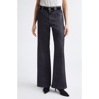 Eleventy High Waist Wide Leg Jeans in 22 Black at Nordstrom, Size 44