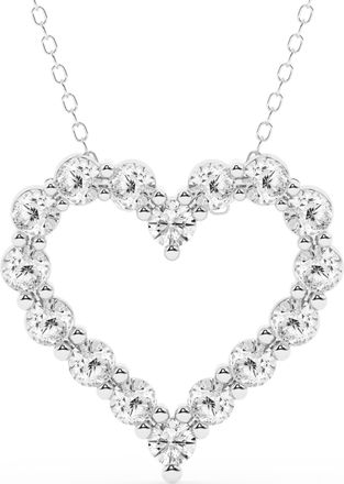 Grown Brilliance 2 Carat Round Lab Grown Diamond Heart Pendant in Sterling Silver, 18 Inches Cable Chain, G-H Color, SI2-I1 Clarity