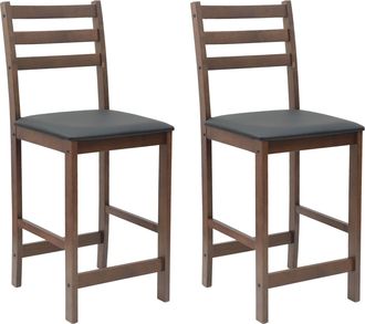 vidaXL Sillas De Comedor 2 Uds. Madera De Caucho S&oacute;lido Marr&oacute;n Claro Vidaxl