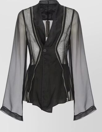Rick Owens tulle blazer round neck v detail