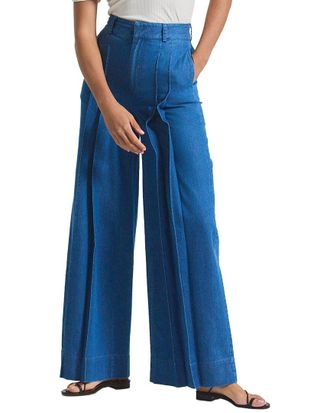 Derek Lam Katrina Chambray Wide-Leg Pleated Trouser