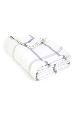 Pom Pom at Home Copenhagen Windowpane Check Cotton Blanket in White/grey at Nordstrom, Size Queen