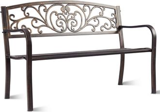 Costway Banco De Jard&iacute;n De Metal 127x 60 X 85 Cm Asiento De Hierro Fundido Con Respaldos Para Parque Patio - Costway