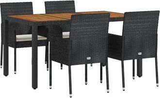 vidaXL Vidaxl - Set De Muebles Jard&iacute;n 5 Pzas Con Cojines Rat&aacute;n Sint&eacute;tico Negro