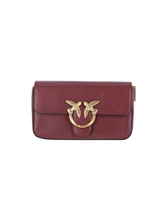 Pinko Bordeaux Love One Calfskin Shoulder Bag