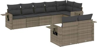 vidaXL Vidaxl - Set De Sof&aacute;s De Jard&iacute;n 8 Pzas Y Cojines Rat&aacute;n Sint&eacute;tico Gris