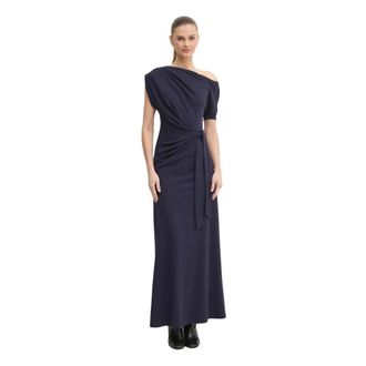 Diane Von F&uuml;rstenberg Asymmetrische Maxi Jurk - Dames - Avondkleed - Blauw - XS - Nylon - Kleedjes