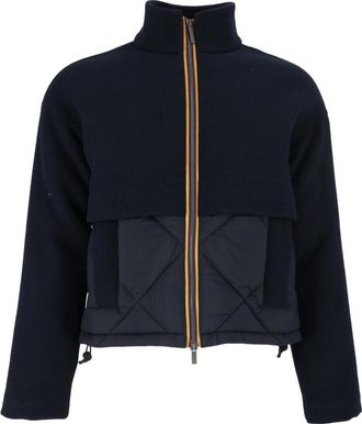 K-Way Mandie Wol Nylon Warme Jas - Dames - Winterjassen - Blauw - L - Wol - Jassen