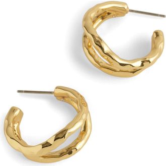 Madewell Hammered Sculptural Double-Hoop Earrings in Antique Gold at Nordstrom