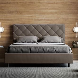 Les Tendances Les Tendances - Letto matrimoniale contenitore imbottito 160x200 similpelle cappuccino Priya