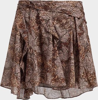 Isabel Marant Camia Paisley-Print Ruflled Mini Skirt