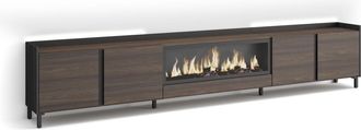 Skraut Home Skraut Home - Mueble Tv, Televisi&oacute;n, Muebles De Sal&oacute;n, Almacenaje, 315x35x61cm, Para Tv Hasta 80, Chimenea El&eacute;ctrica Xxl, Dise&ntilde;o Industrial, Led, Esti