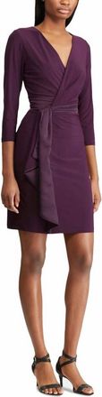 American Living Womens Ruffled V Neck Dress In Purple