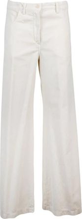 Aspesi Fluwelen Wijde Broek - Dames - Wijde Broeken - Wit - XS - Katoen - Broeken
