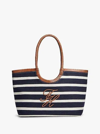 Tommy Hilfiger Stripe Textured Logo Tote Bag