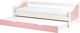 Beliani Sof&aacute; cama de madera rosa 90x200